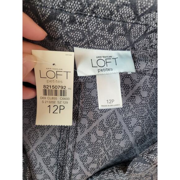 LOFT Ann Taylor NWT Womens Tapestry Floral Long Sleeve Jacket Gray Black Sz 12P - Picture 7 of 8